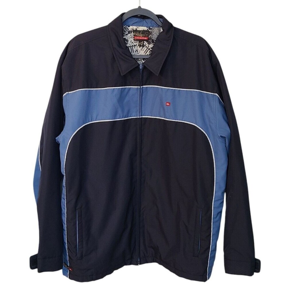 Quik Silver Blue Colorblock Bomber Jacket Mens XL Outdoors Streetwear VTG Y2K